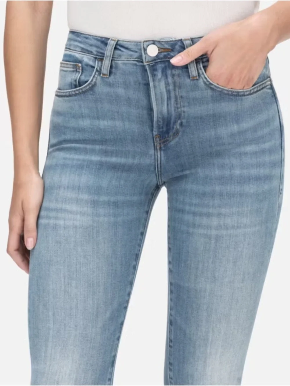FRAME DENIM LE CROP MINI BOOT WAVEY DENIM DESIGNER JEANS SZ 28 - Picture 5 of 16